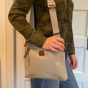 Pale Gray & Pink Canvas Crossbody Purse